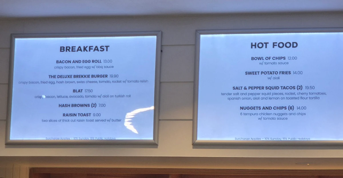 Menu, The Beach Grill Cafe & Kitchen