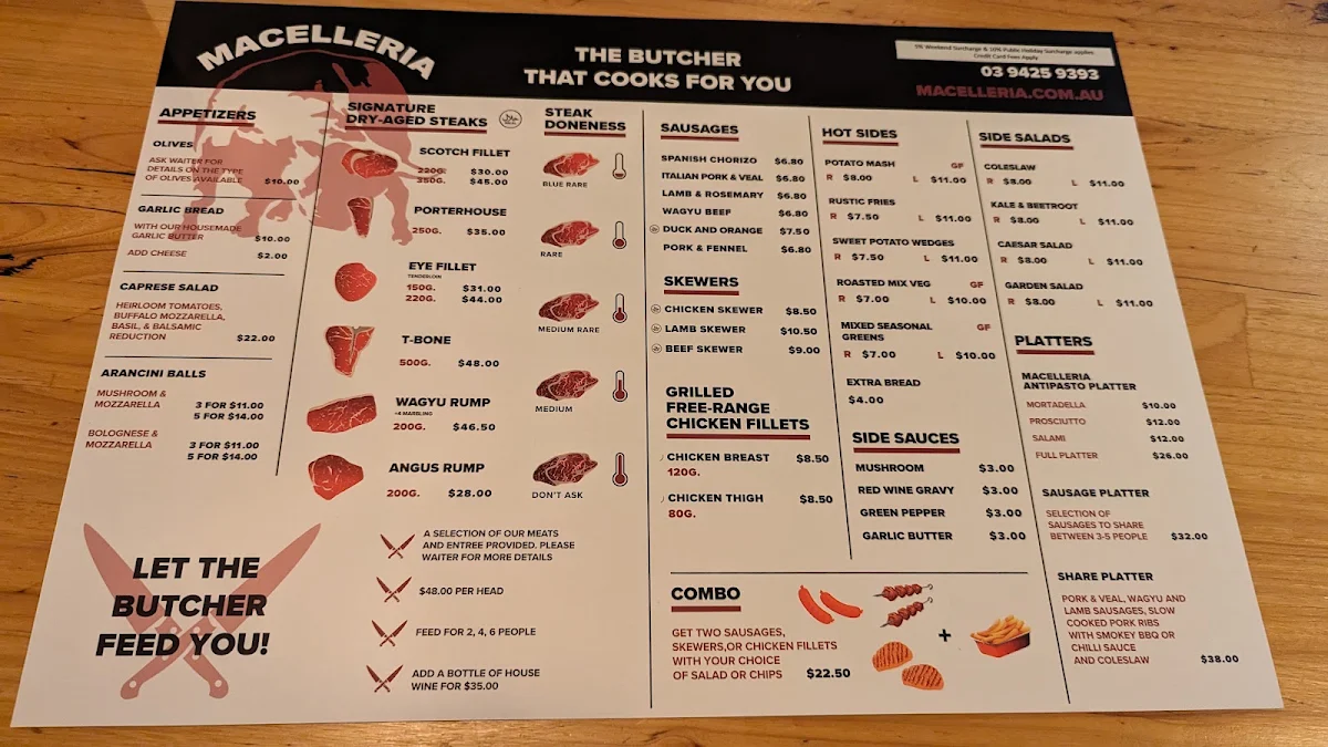 Menu, Macelleria Moonee Ponds the butcher that cooks for you