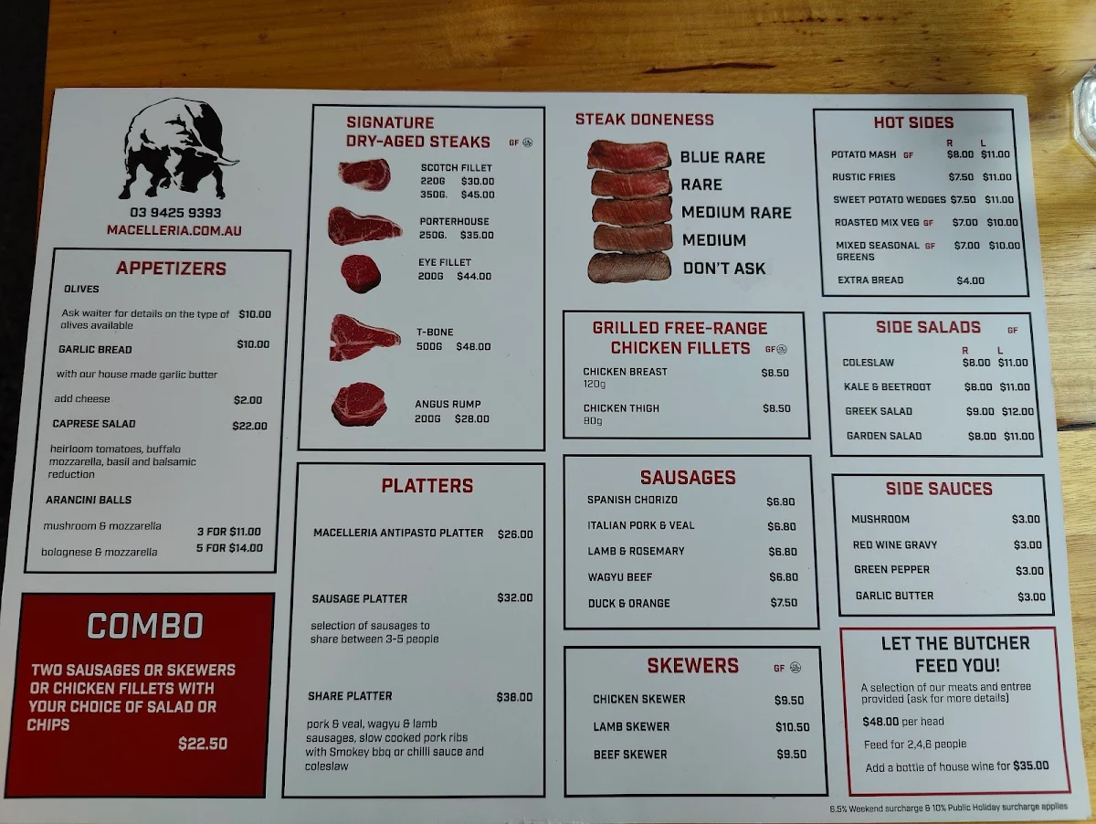 Menu, Macelleria Moonee Ponds the butcher that cooks for you