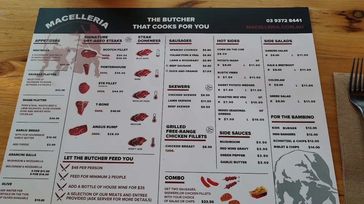 Menu, Macelleria Moonee Ponds the butcher that cooks for you