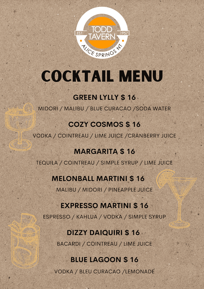 Menu, Todd Tavern