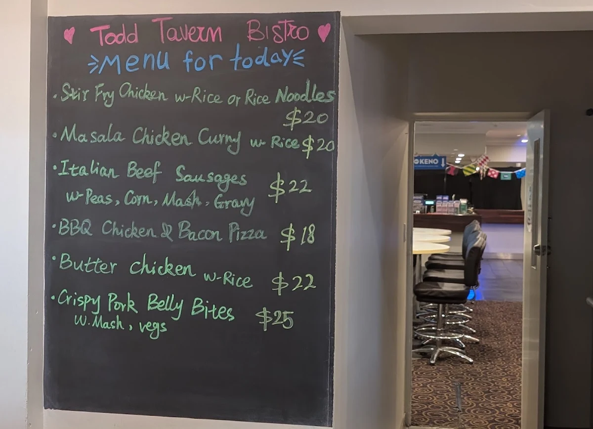 Menu, Todd Tavern