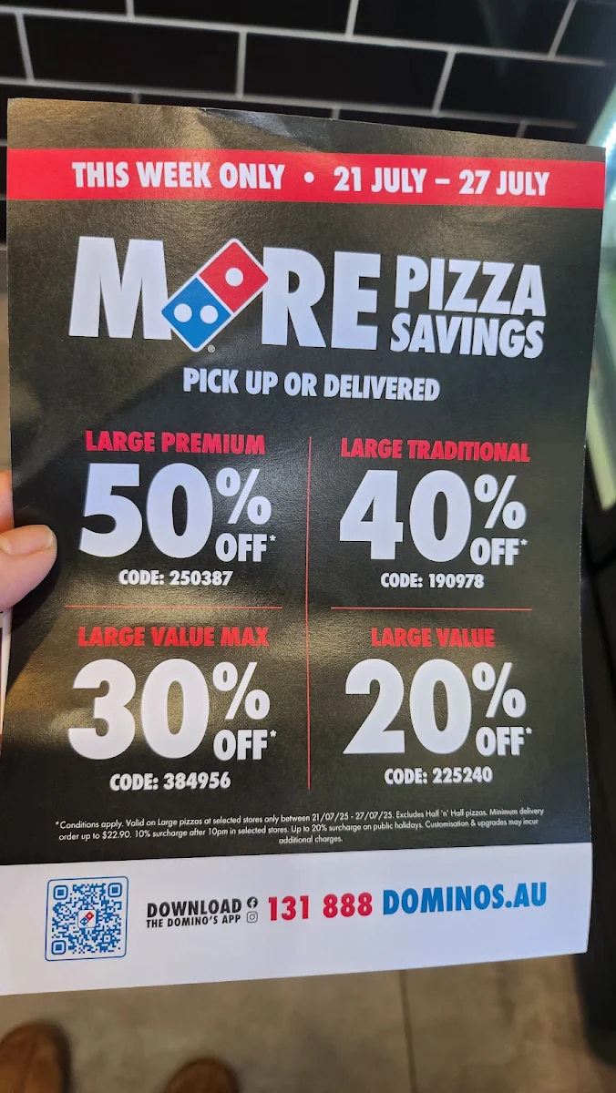 Menu, Domino's Pizza North Ryde