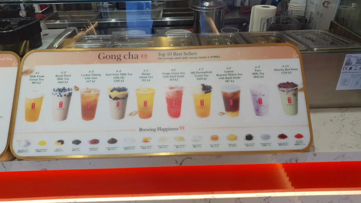 Menu, Gong Cha Lidcombe Station