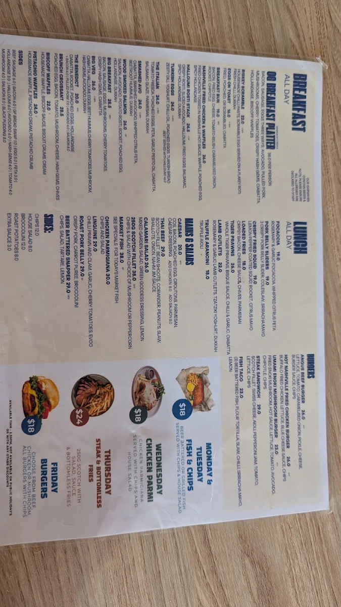 Menu, Turquoise Mandurah