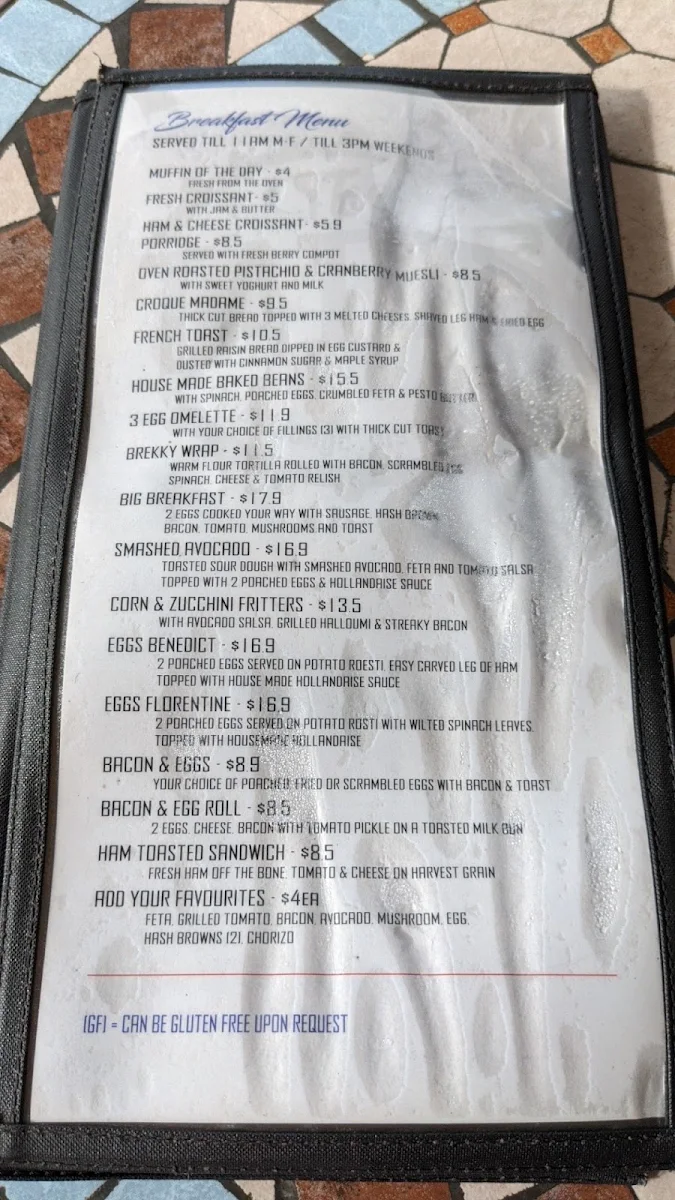 Menu, The Corner Cafe