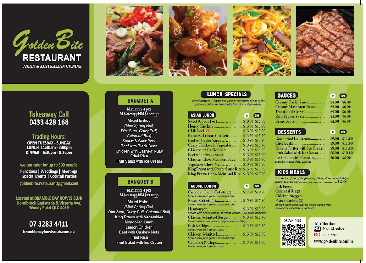 Menu, Golden Bite Restaurant