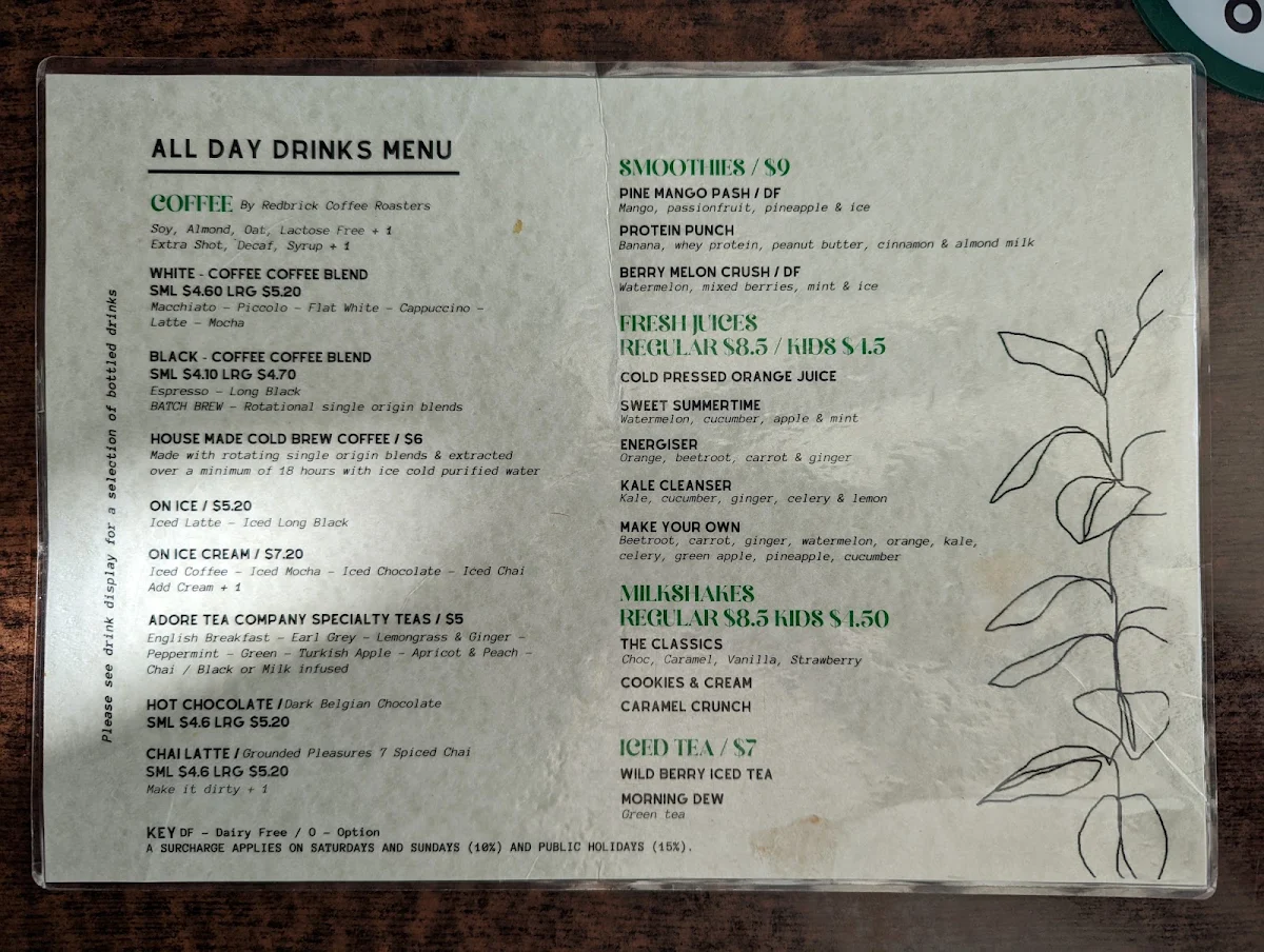 Menu, The Knox Made in Watson