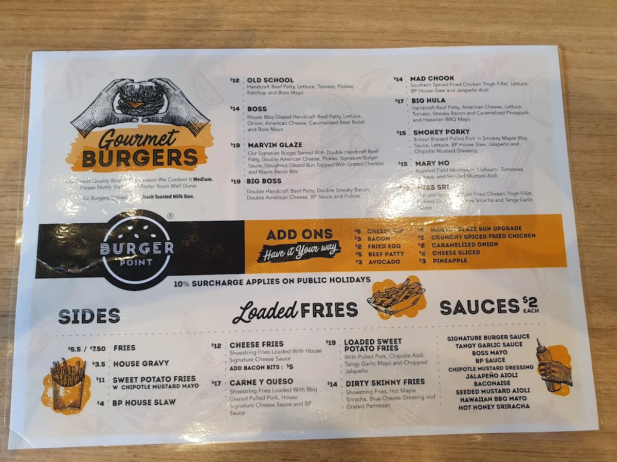 Menu, Burger Point Norwest