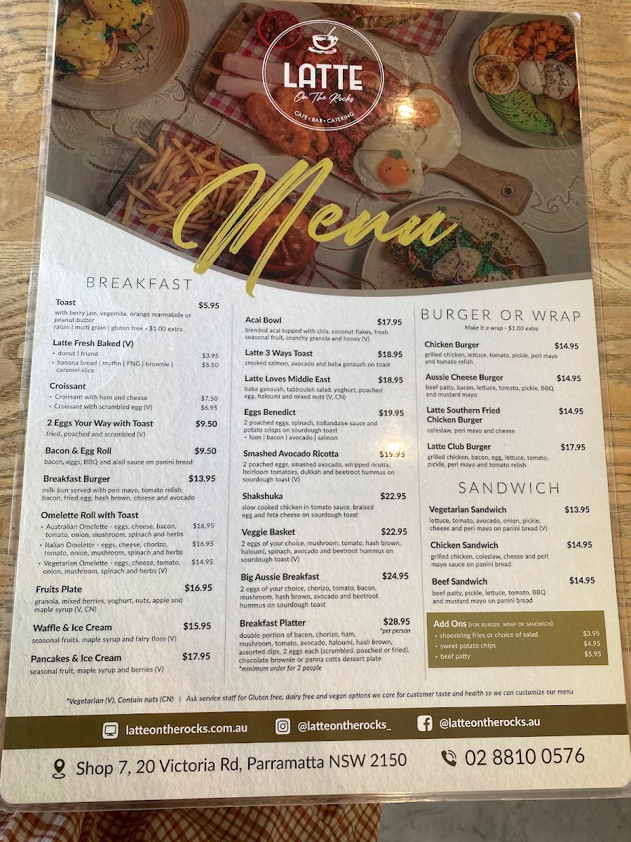 Menu, Latte On The Rocks