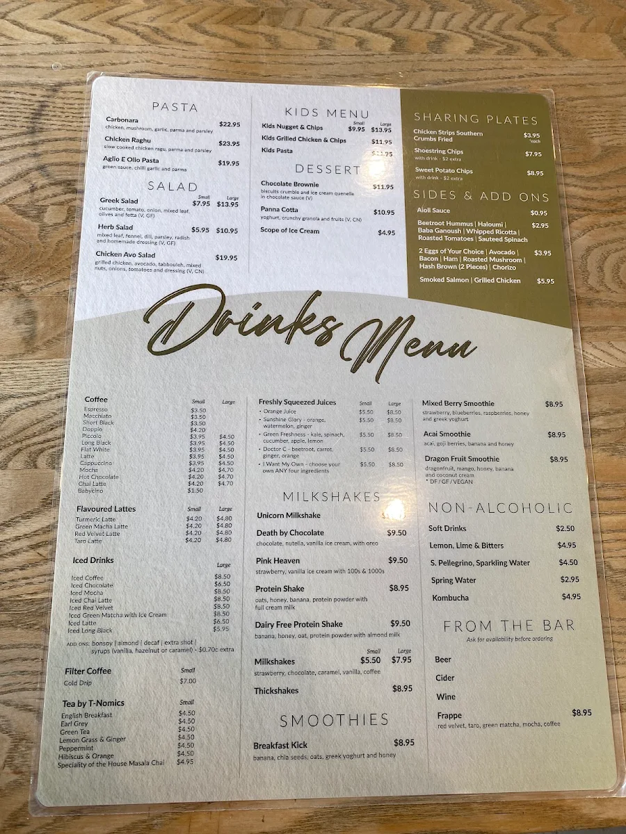 Menu, Latte On The Rocks