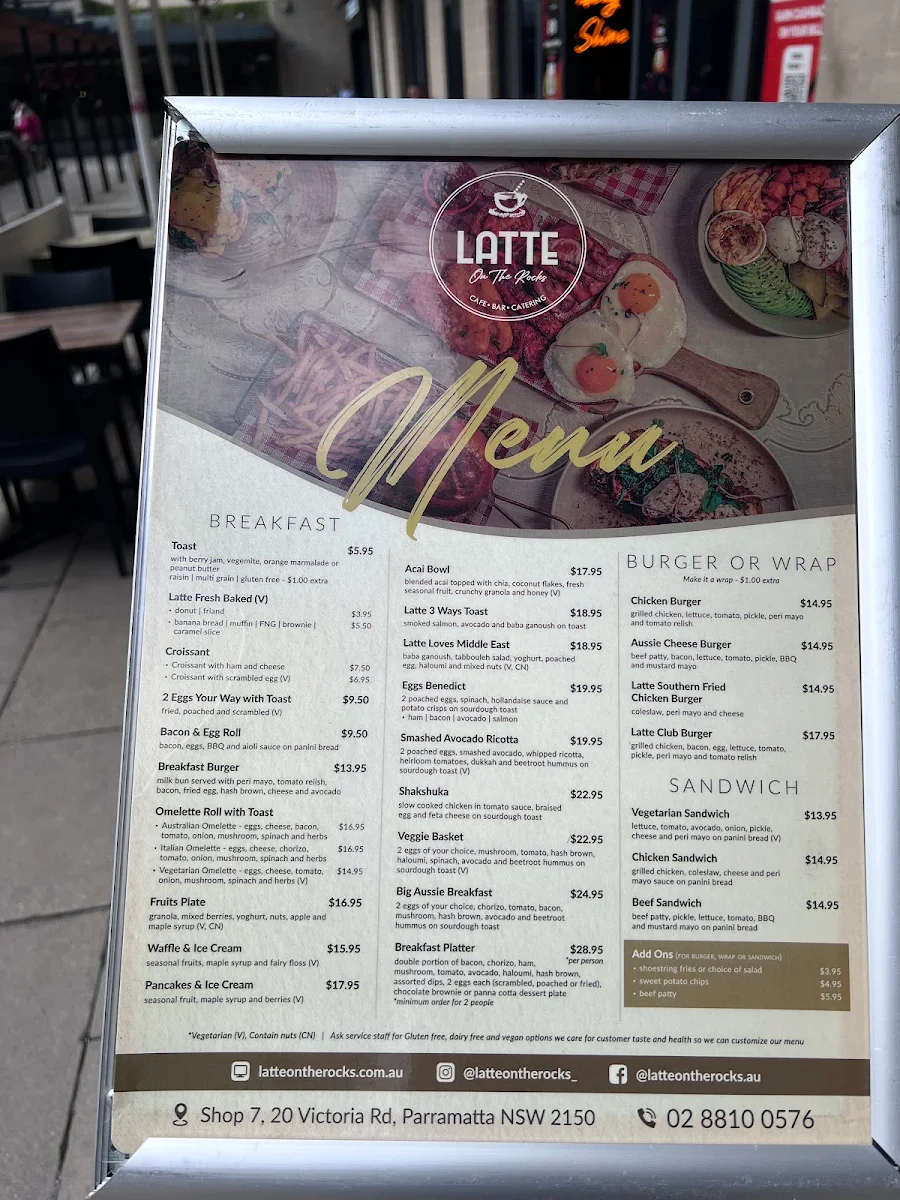 Menu, Latte On The Rocks