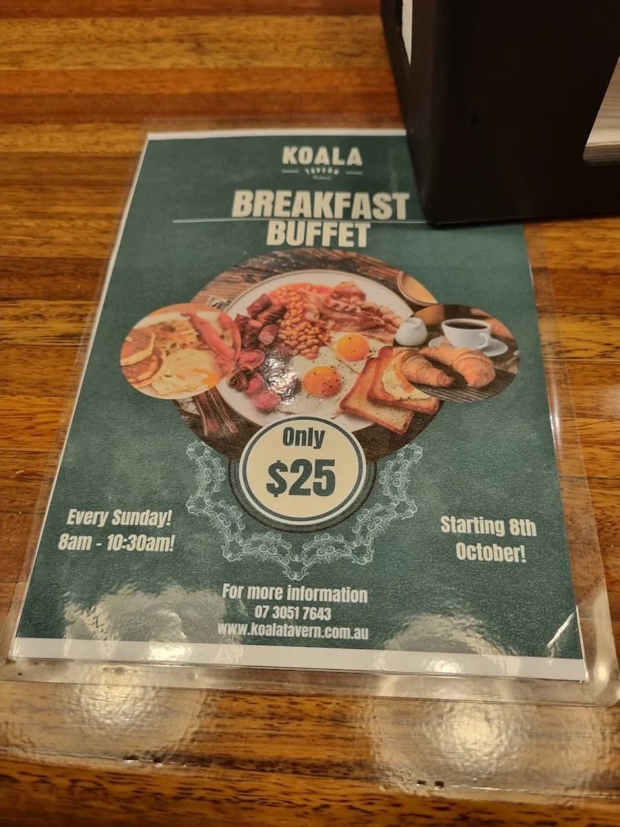 Menu, Koala Tavern