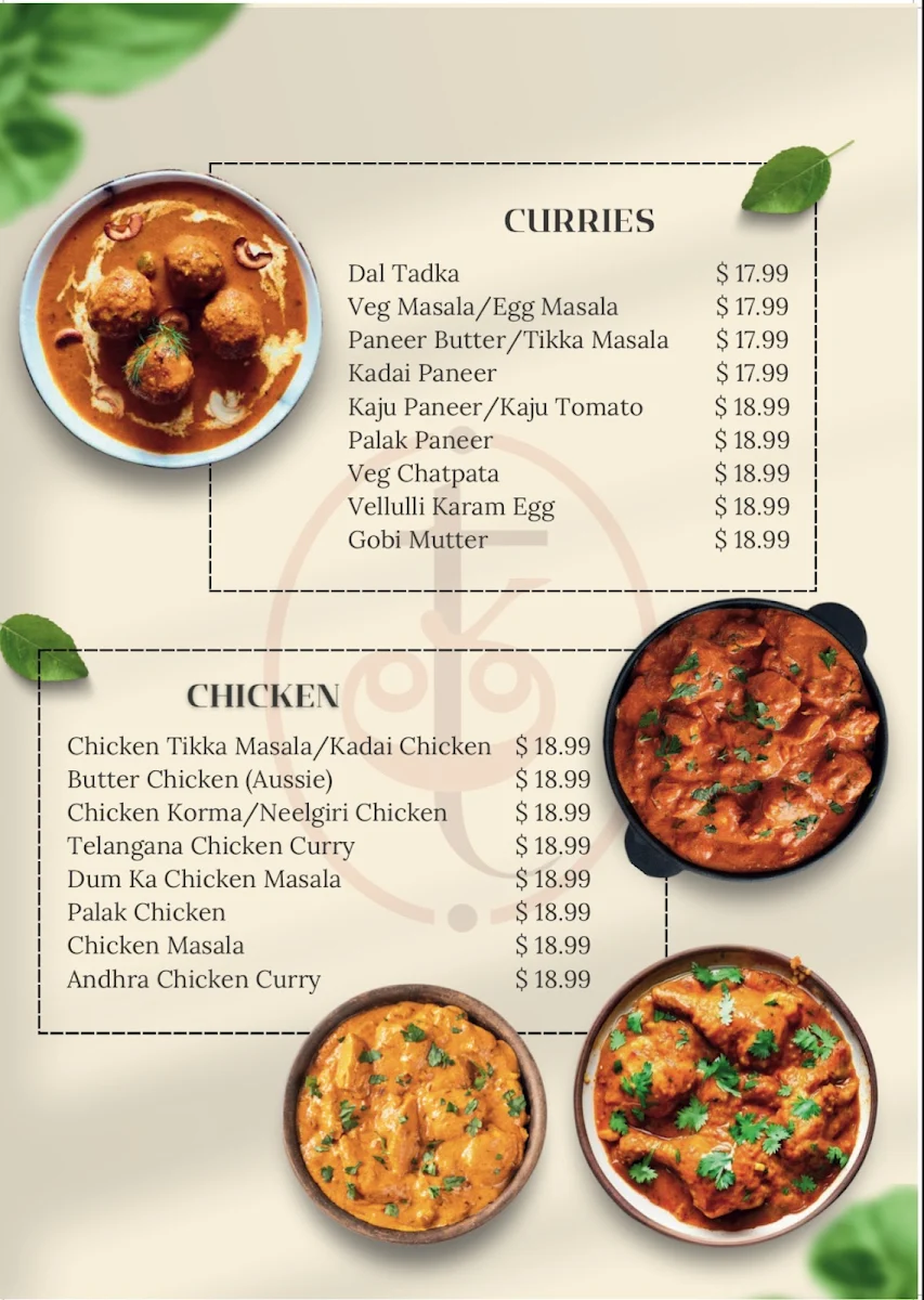 Menu, Tatva Indian Kitchen