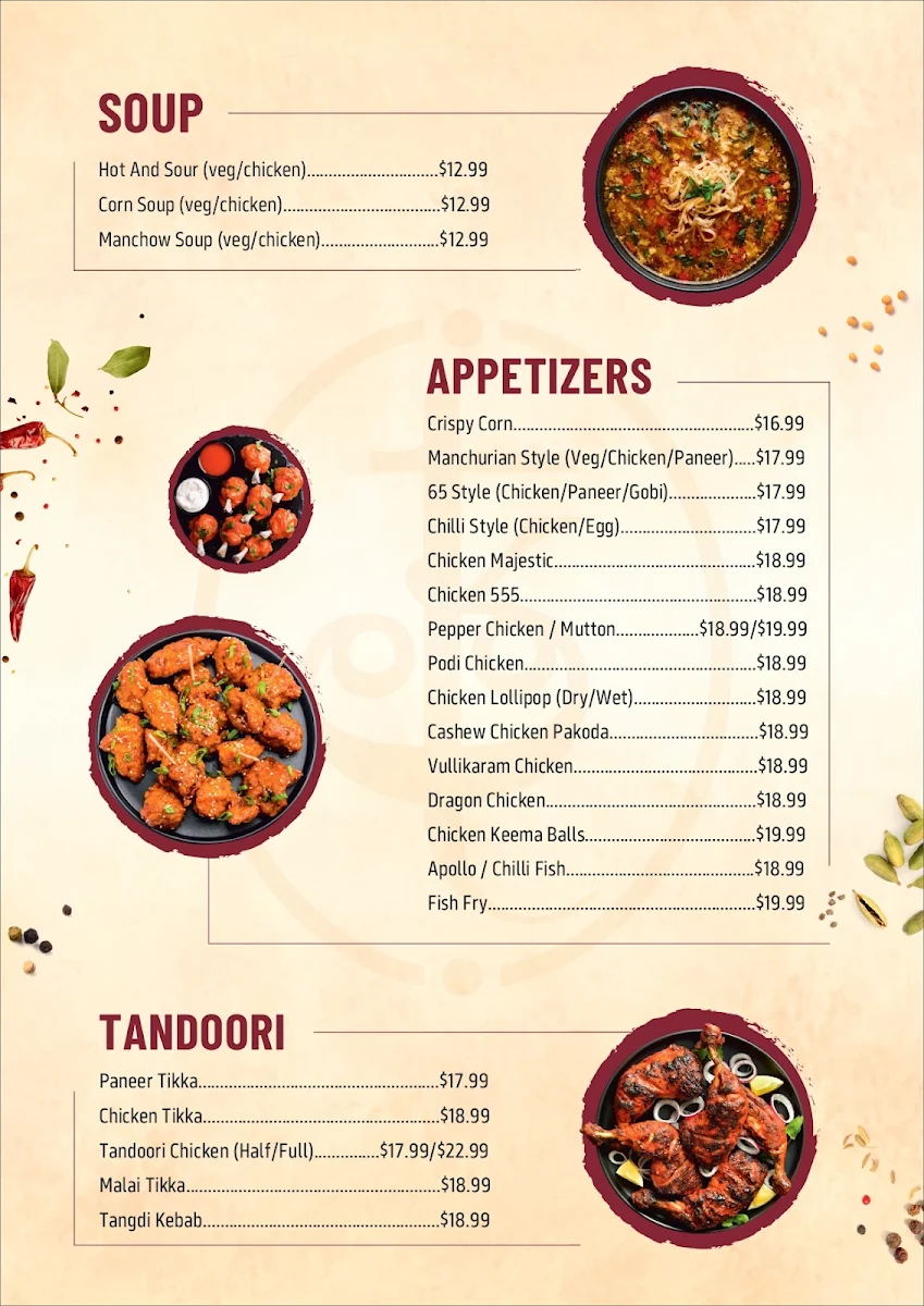 Menu, Tatva Indian Kitchen