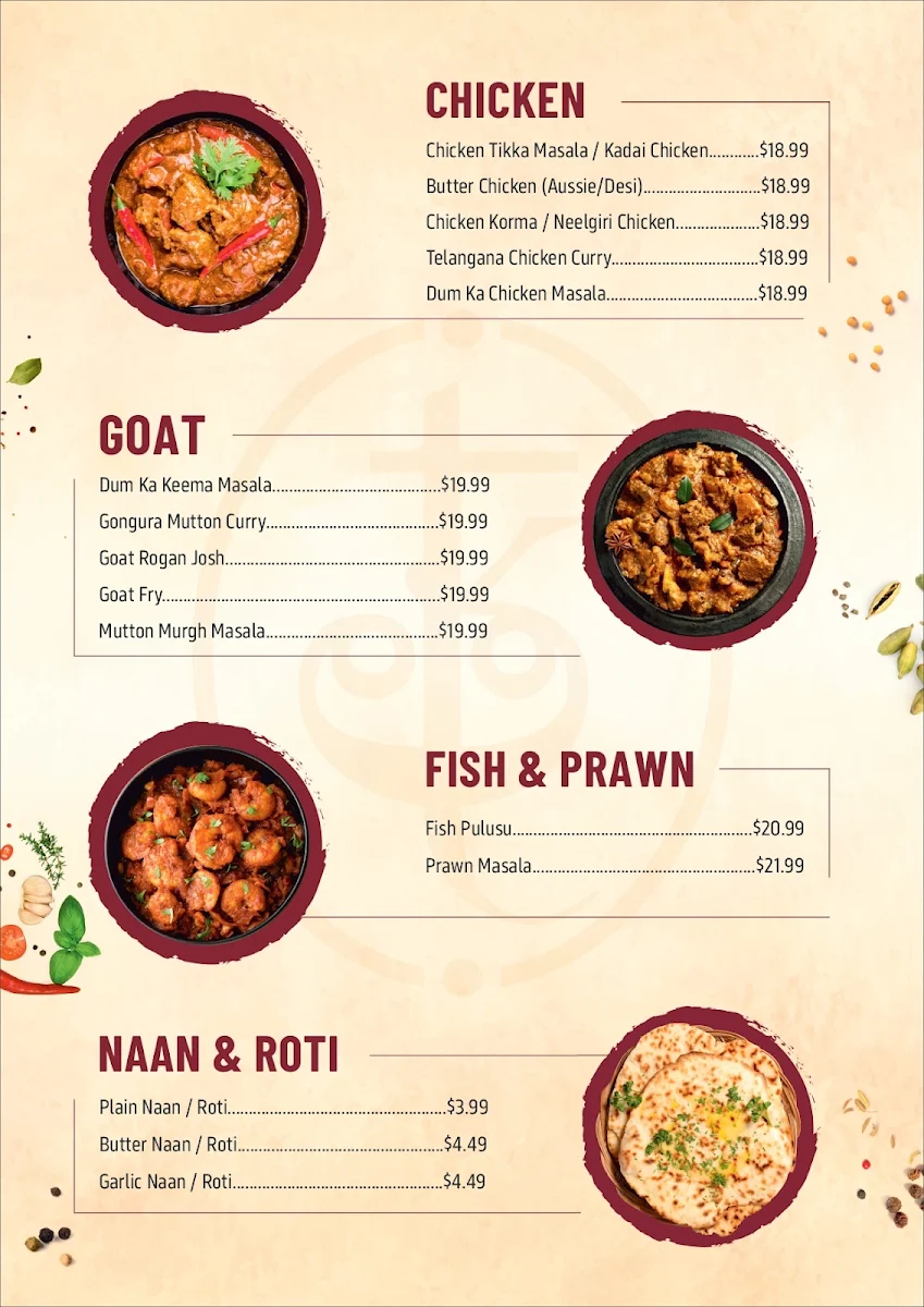 Menu, Tatva Indian Kitchen