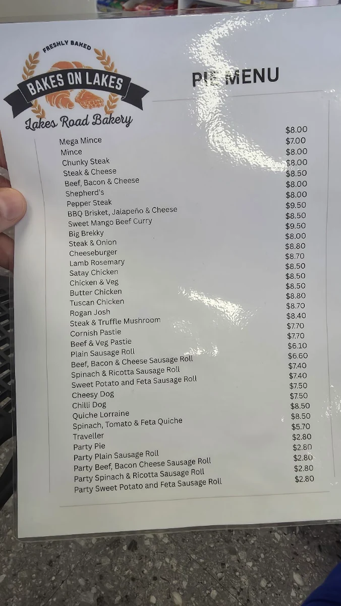 Menu, Bakes on Lakes