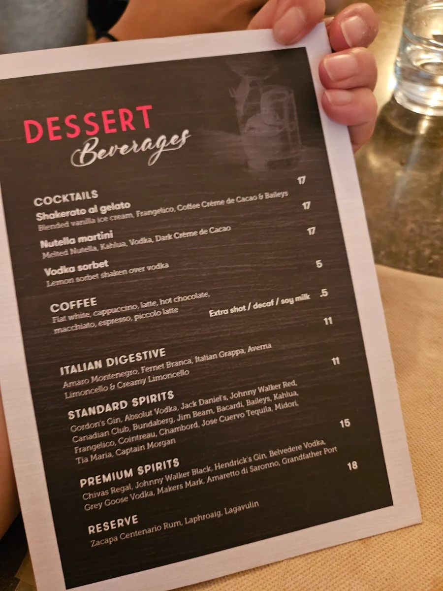 Menu, Bella Italia