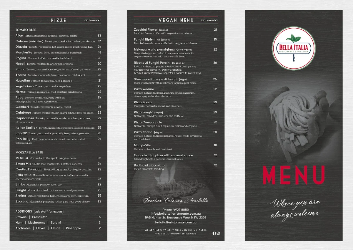 Menu, Bella Italia