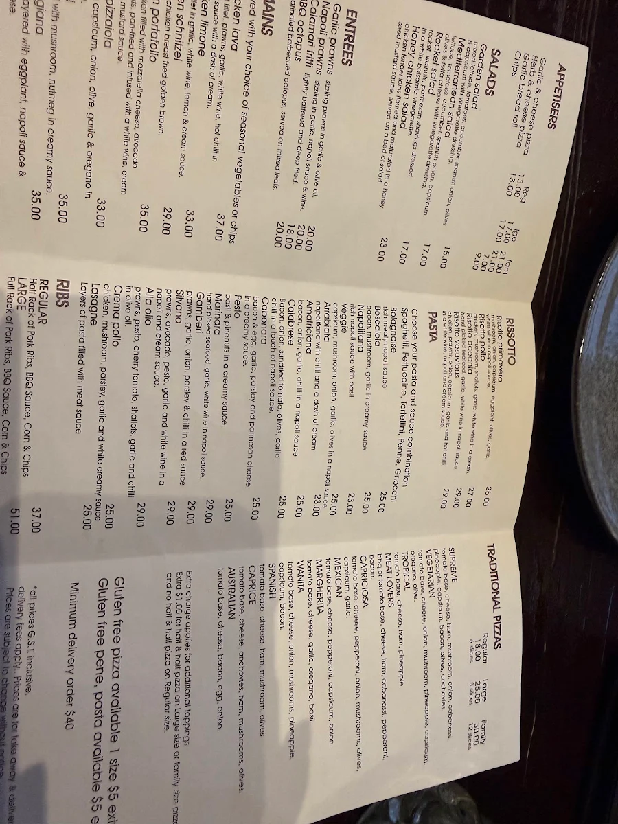 Menu, Jags Restaurant