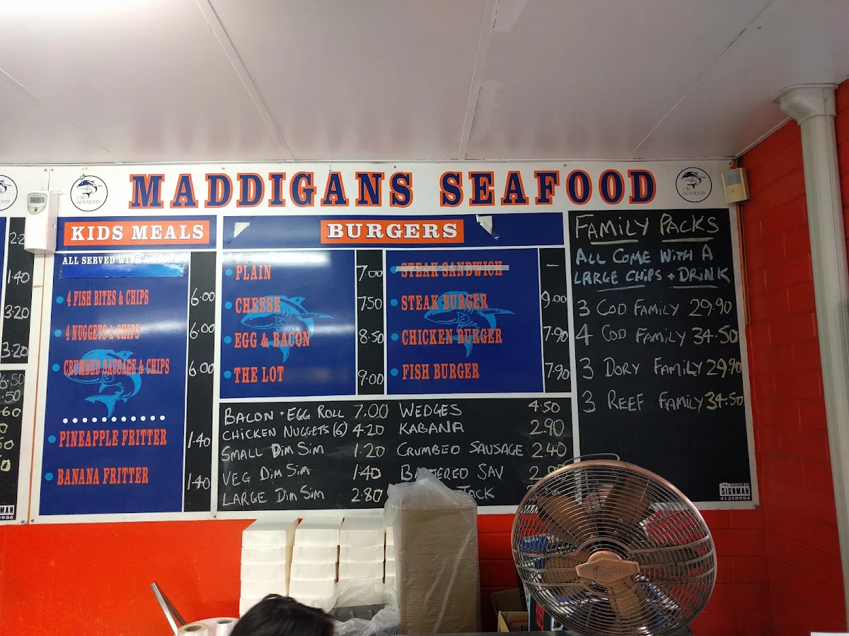 Menu, Maddigan's Seafood