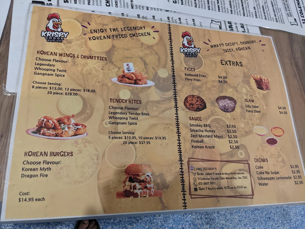 Menu, Pounders Burgers - Glen Waverley