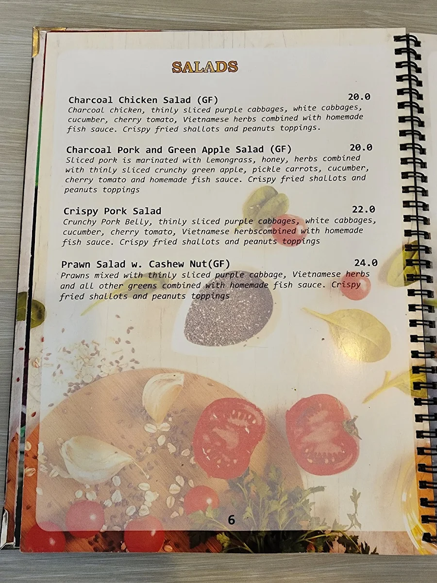 Menu, Trinh's Kitchen Gisborne