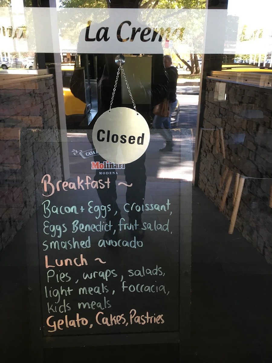 Menu, La Crema Cafe