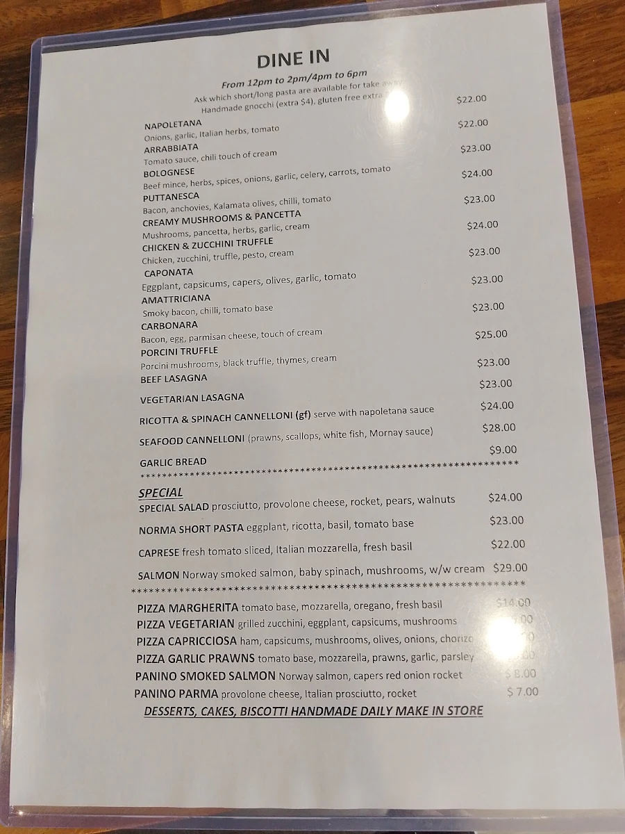 Menu, Santini il pastaio