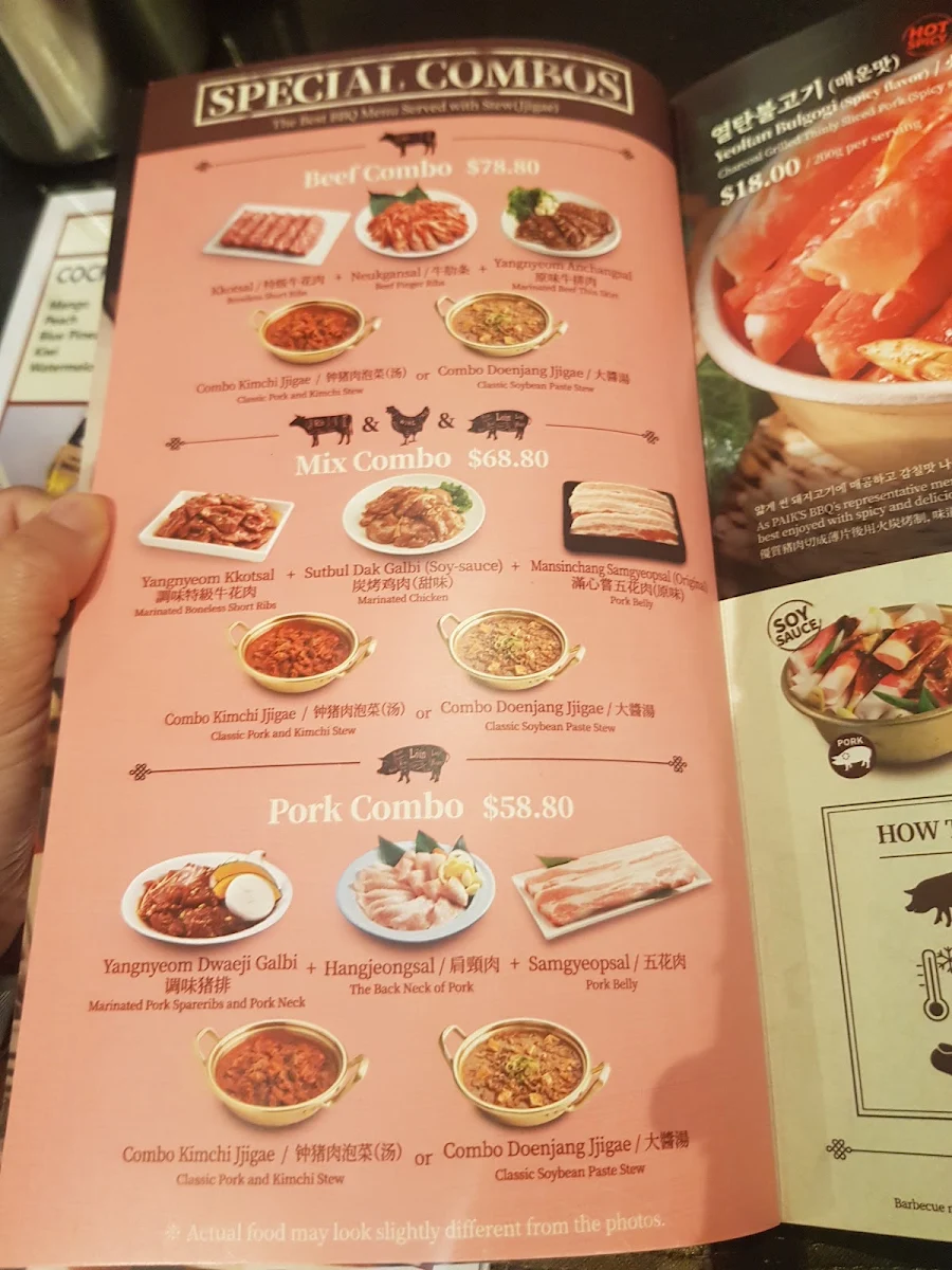 Menu, PAIK'S BBQ