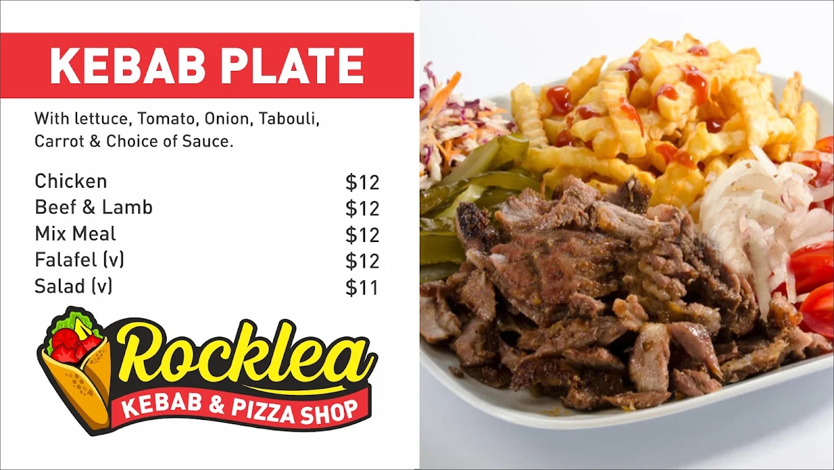 Menu, Rocklea Kebab and Pizza Shop