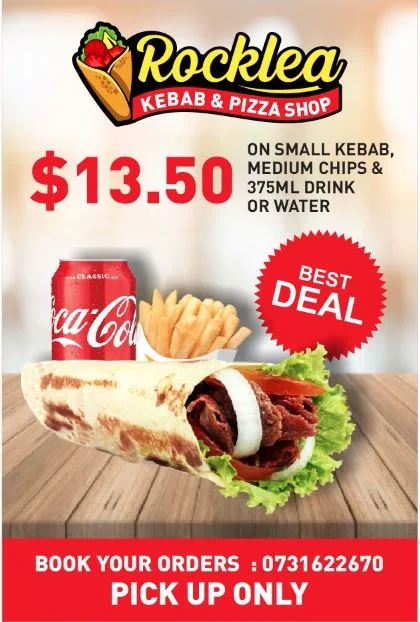 Menu, Rocklea Kebab and Pizza Shop