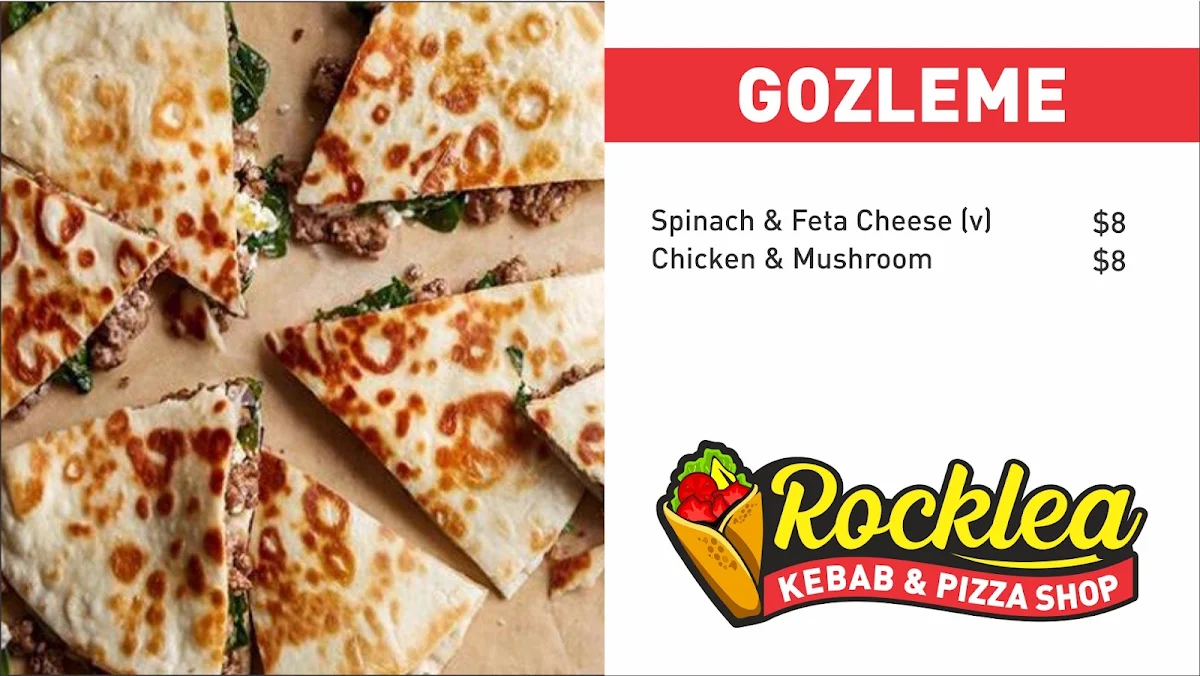 Menu, Rocklea Kebab and Pizza Shop