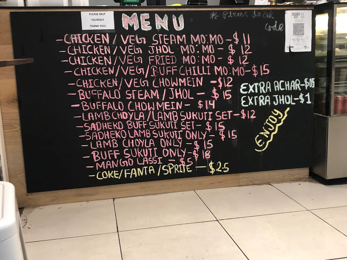 Menu, Sukunda Nepalese Cuisine Glenroy