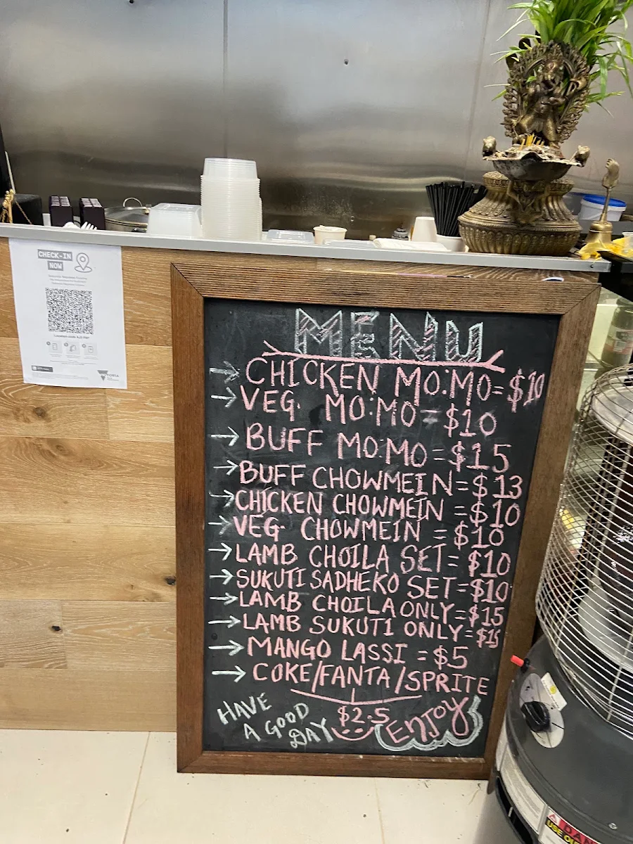 Menu, Sukunda Nepalese Cuisine Glenroy