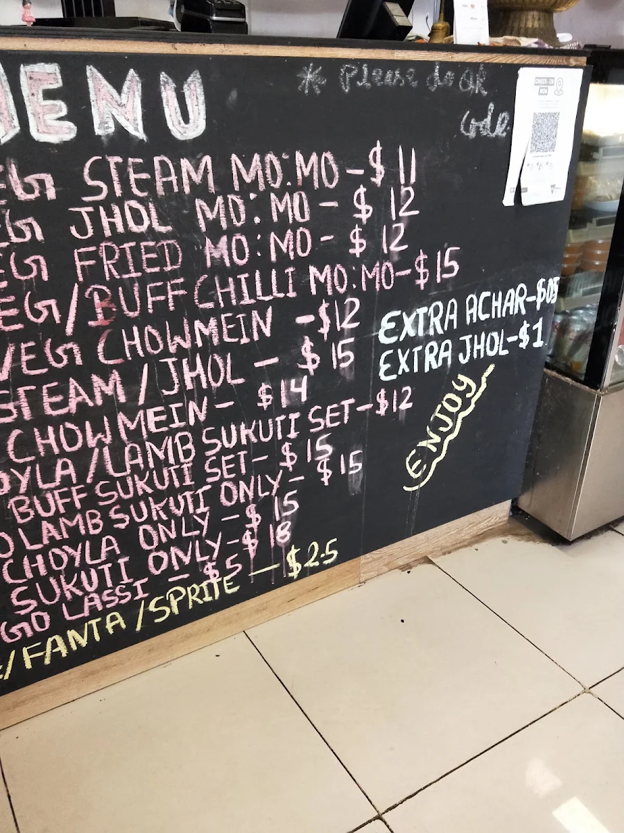 Menu, Sukunda Nepalese Cuisine Glenroy