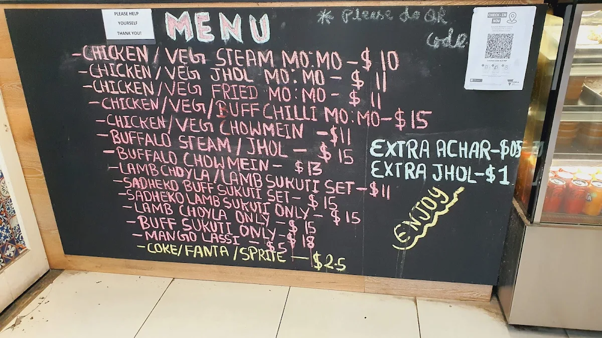 Menu, Sukunda Nepalese Cuisine Glenroy
