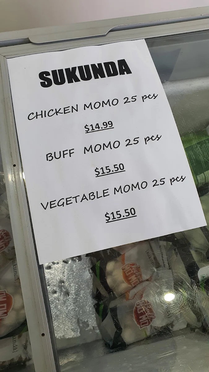Menu, Sukunda Nepalese Cuisine Glenroy