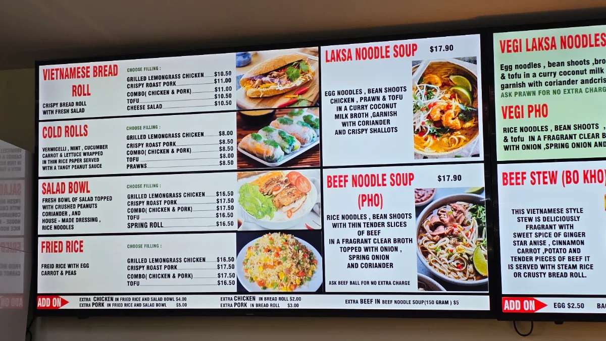 Menu, Adelaide City Snack Bar(Vietnamese Restaurant)