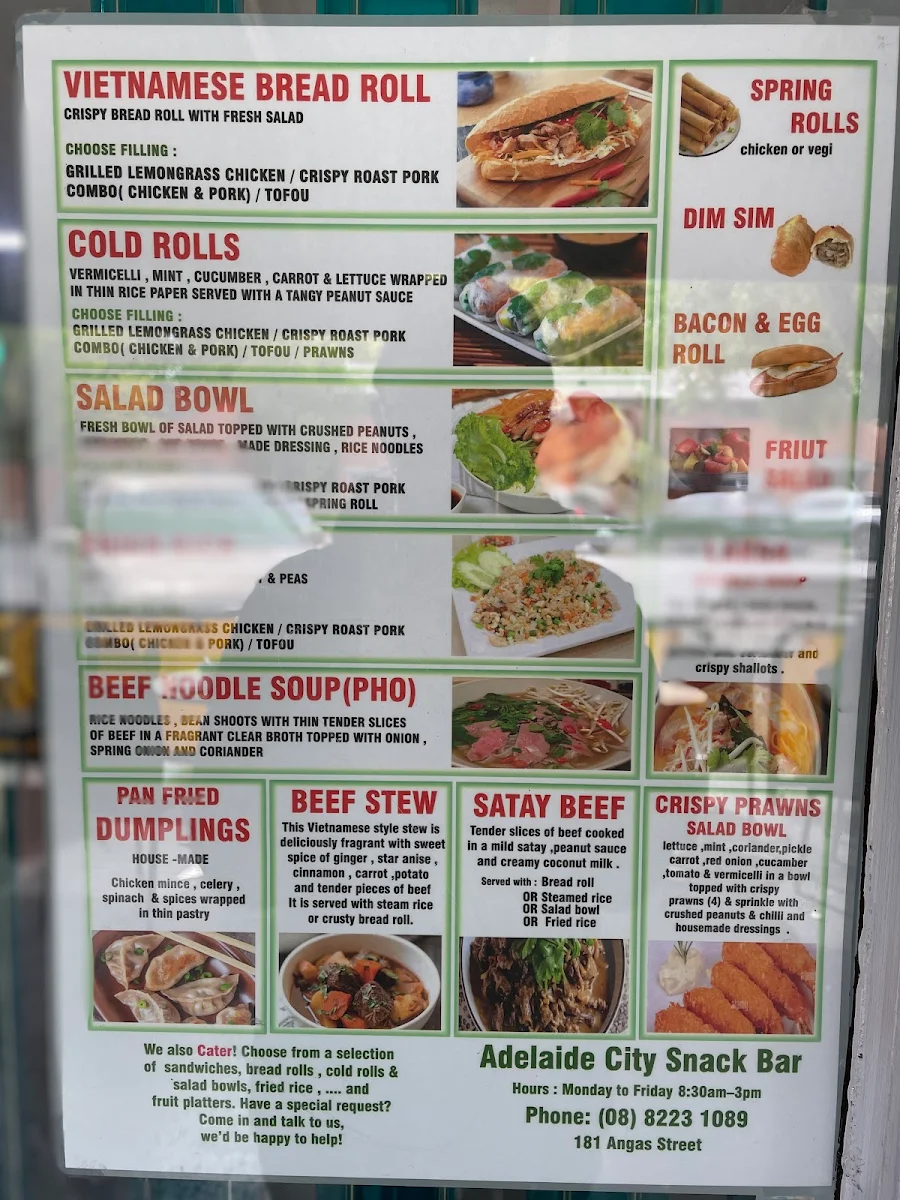 Menu, Adelaide City Snack Bar(Vietnamese Restaurant)