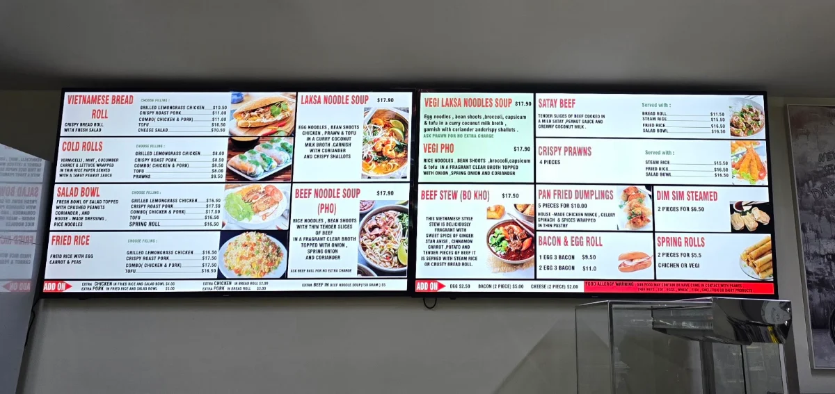 Menu, Adelaide City Snack Bar(Vietnamese Restaurant)