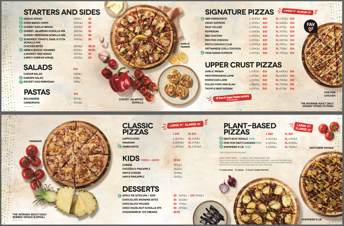 Menu, Crust Pizza Reservoir
