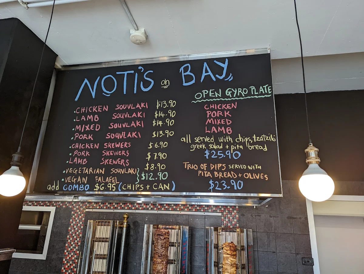 Menu, Noti's Souvlaki on Bay