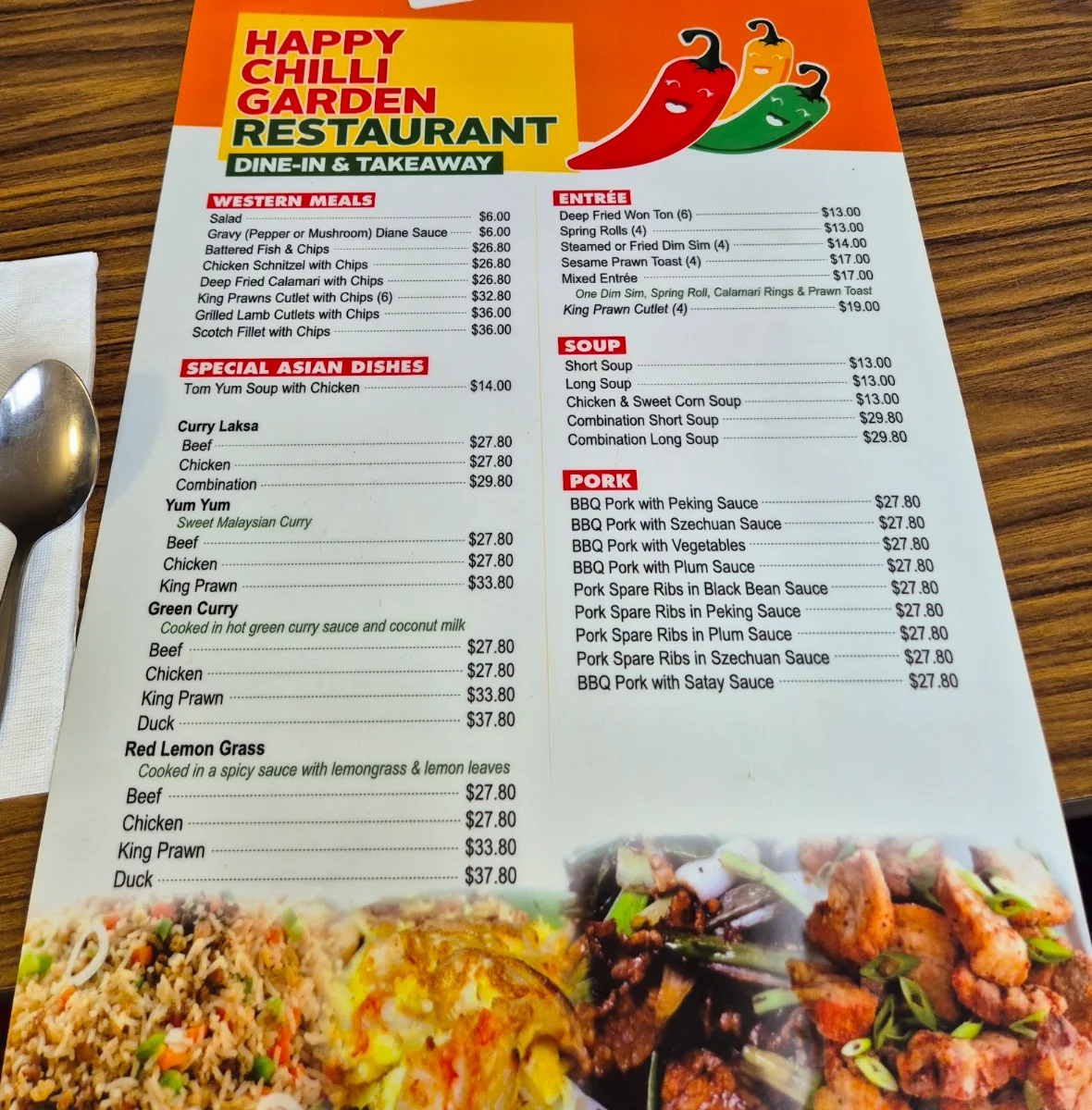 Menu, Happy Chilli Garden Talbingo