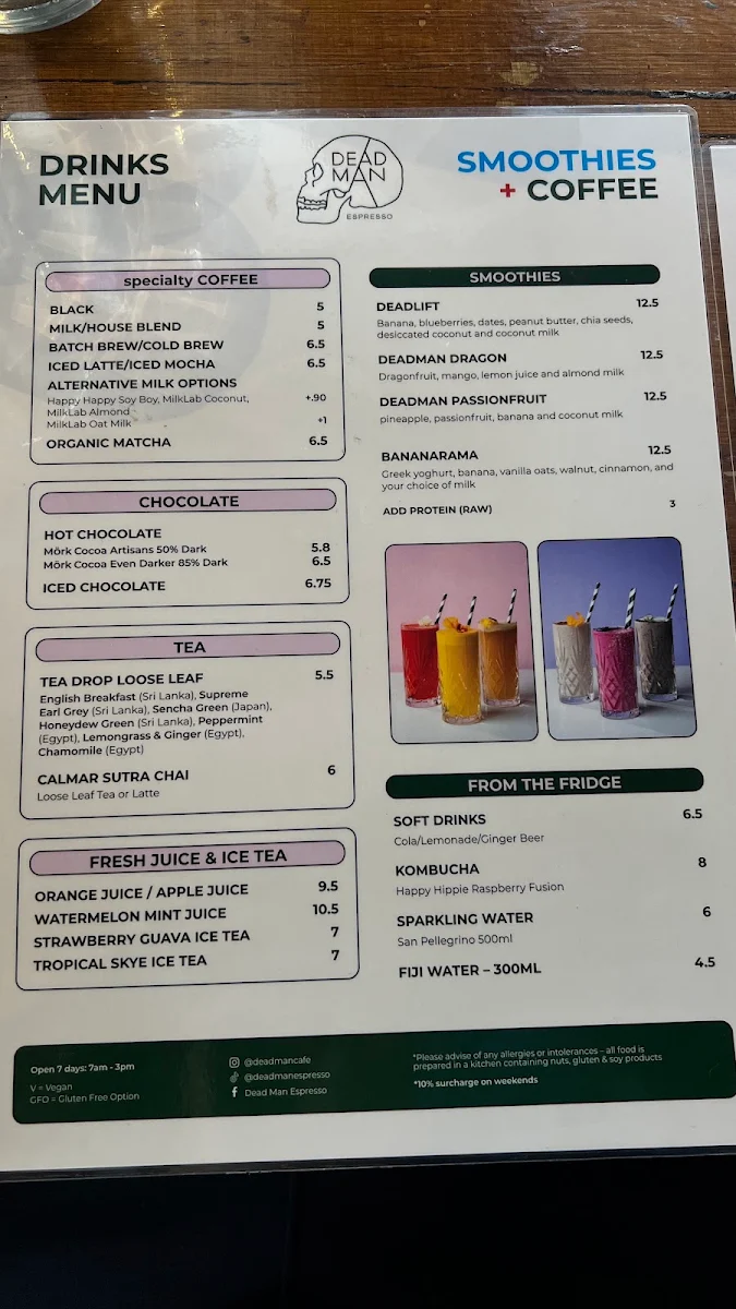 Menu, Dead Man Espresso