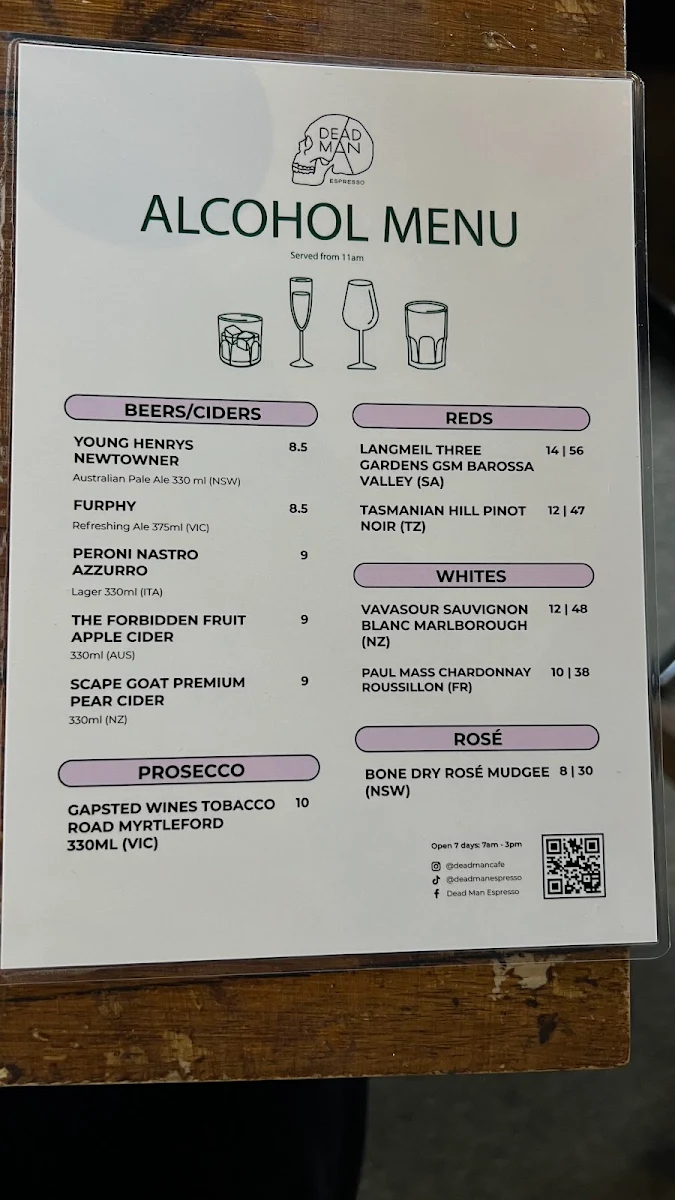 Menu, Dead Man Espresso
