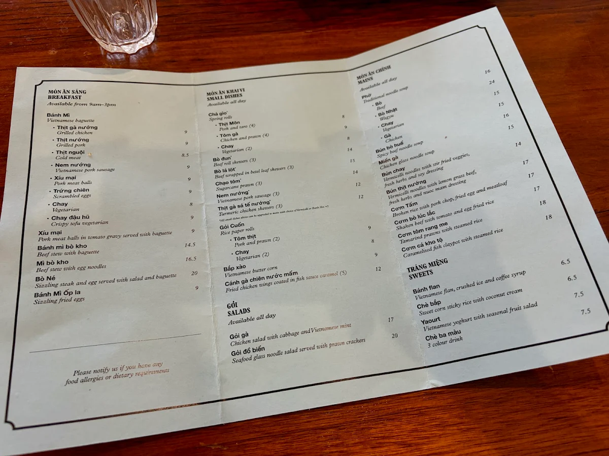 Menu, District Pho