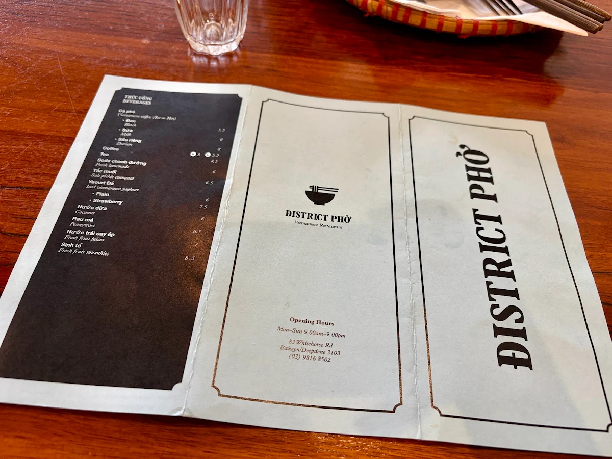 Menu, District Pho