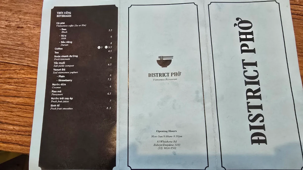 Menu, District Pho