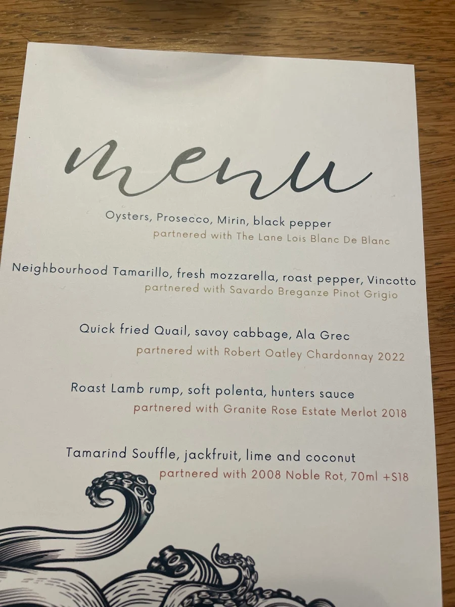 Menu, Nautica Bar & Restaurant